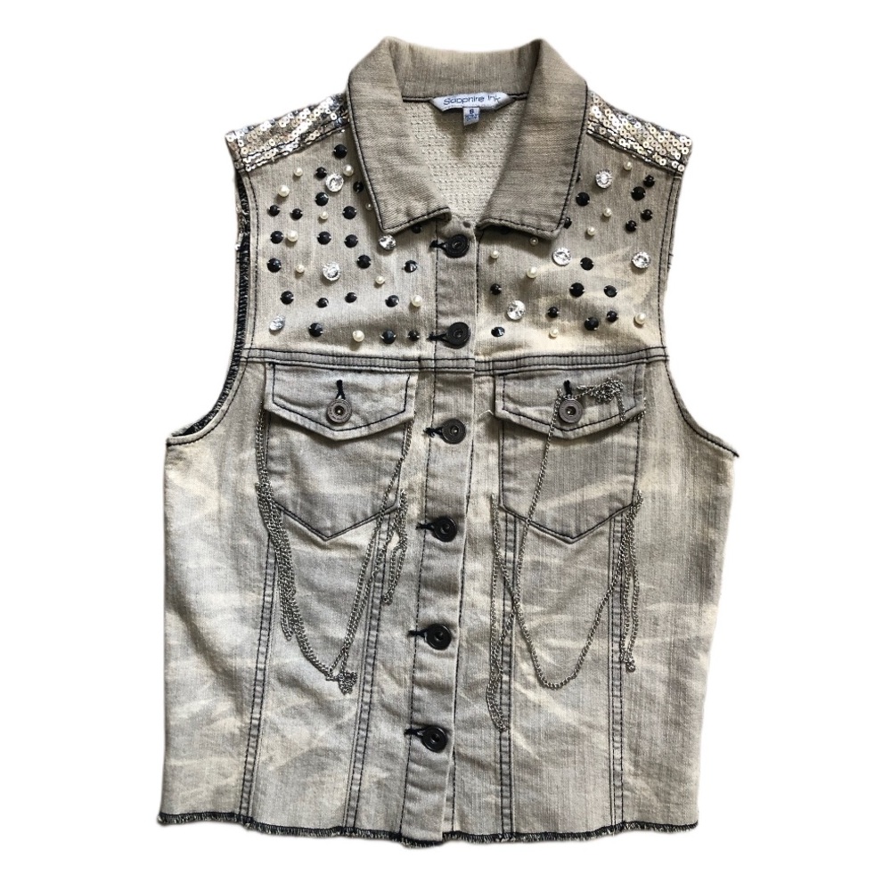 SAPHIRE INK JEANS BEADED CHAIN VEST PACKAGING